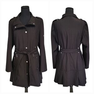 Calvin Klein Large Black Trenchcoat Water Resistant, Wind Protection W/ …